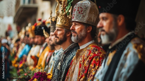 Wallpaper Mural Elegant Procession of Traditional Religious Leaders in Historic Attire Torontodigital.ca