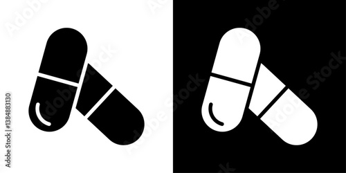 Capsule icons vector set in solid flat style