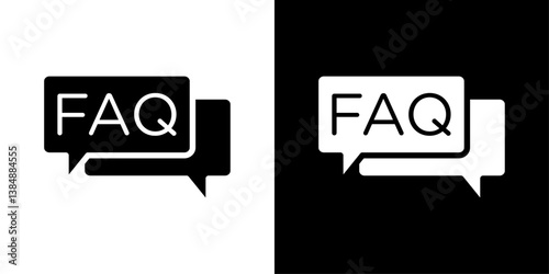 FAQs icons vector set in solid flat style