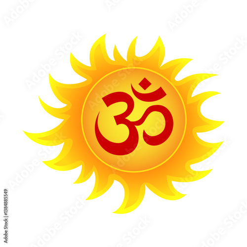 om symbol with sun 