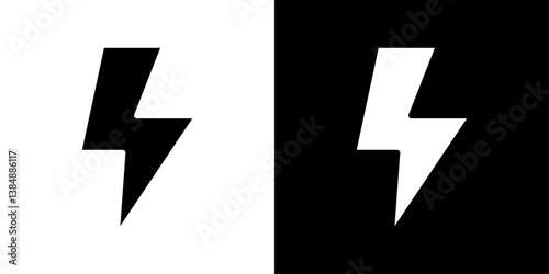 Lightning icons vector set in solid flat style