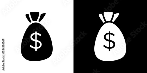 Money bag icons vector set in solid flat style