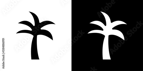 Palm tree icons vector set in solid flat style
