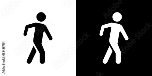 Pedestrian icons vector set in solid flat style