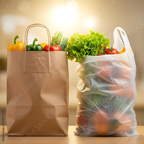 Paper Bag and Plastic Bag Comparison for Earth Day 2025 – Choose Eco-Friendly Materials Visual