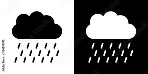 Rain icons vector set in solid flat style