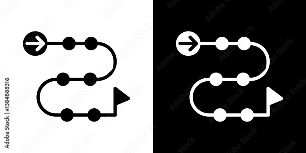 Roadmap icons vector set in solid flat style Roadmap icons vector set in solid flat style
