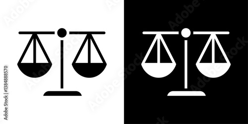 Scales of justice icons vector set in solid flat style