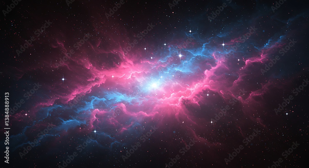 Fototapeta premium Cosmic Blush and Azure AI Generated