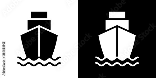 Ship icons vector set in solid flat style