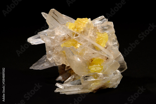 Mineral Sulphur on Gypsum, Agrigento, Sicily, Italy photo