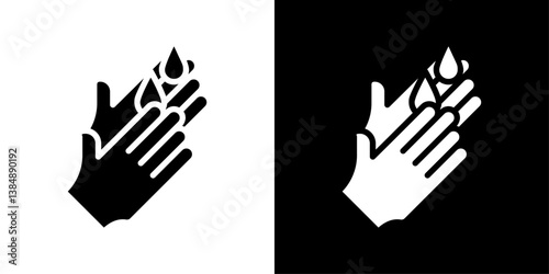 Wash hands icons vector set in solid flat style
