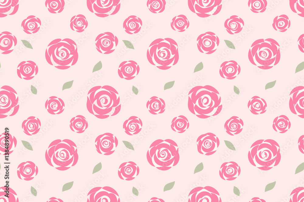 Delicate seamless pattern with pink roses and green leaves on a neutral beige backdrop. Perfect for floral-themed designs, stationery, and crafts, offering a charming and elegant decorative touch. Delicate seamless pattern with pink roses and green leaves on a neutral beige backdrop. Perfect for floral-themed designs, stationery, and crafts, offering a charming and elegant decorative touch.