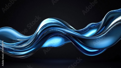 A fluid, abstract wave of blue hues against a dark background, suggesting movement and elegance.