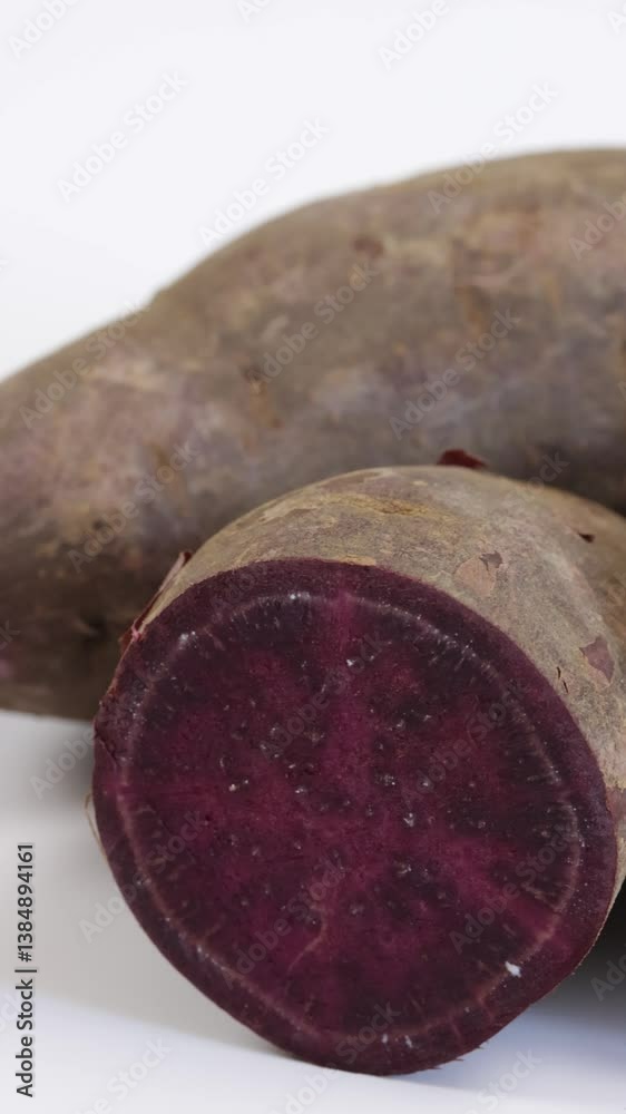 patate douce violette d'Okinawa, en gros plan