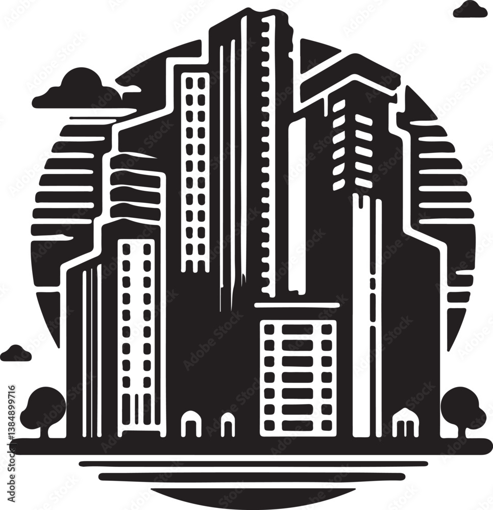 Obraz premium city skyline vector illustration
