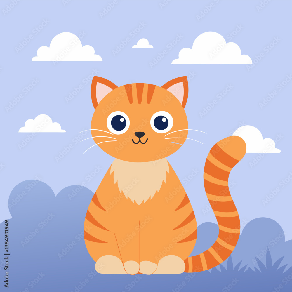 Fototapeta premium Vector illustration of a a sitting cat