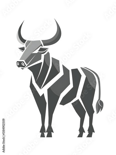 Wallpaper Mural Geometric Bull Icon: A striking, stylized illustration of a powerful bull, rendered in a modern geometric design, symbolizing strength and determination Torontodigital.ca