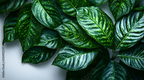 Wallpaper Mural Green Leafy Foliage: An intimate view of vibrant green leaves, displaying intricate textures and patterns, fills the frame Torontodigital.ca