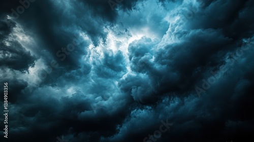 Dramatic storm clouds, dark sky, intense weather, powerful nature, stock photo photo