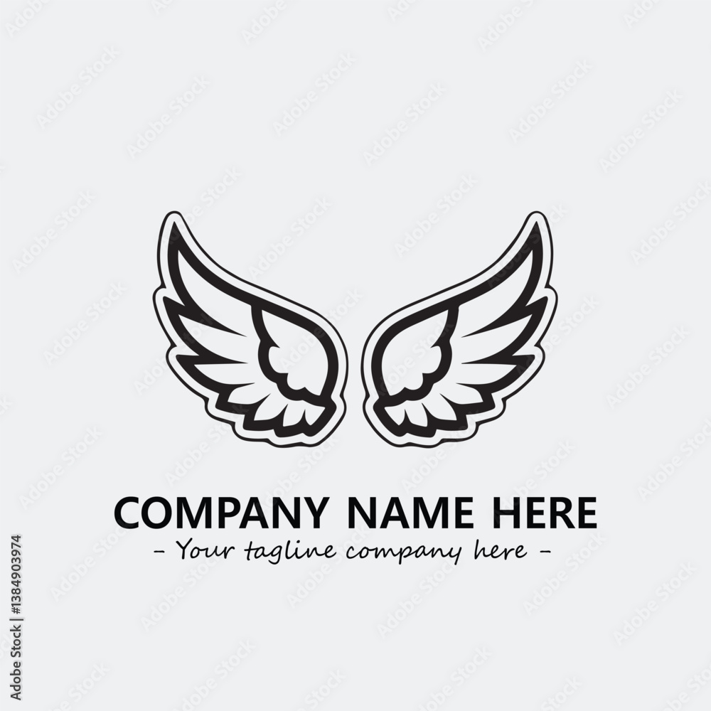 Obraz premium Wing illustration black and white for logo company vector image 