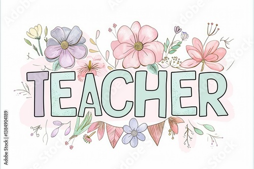 Happy Teacher's Day Your unwavering dedication and PSD mockup with watercolor effect text on floral background	