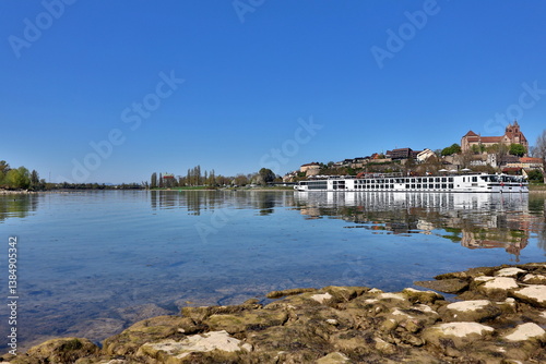 Blick von der Ile du Rhin auf Breisach