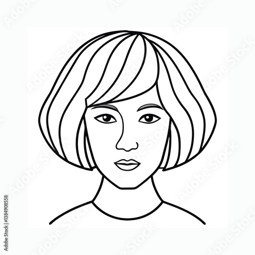 Inverted bob hairstyles line art