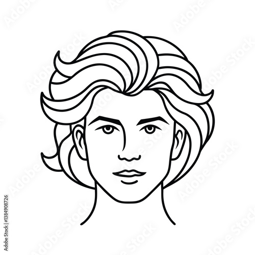 Layered cut hairstyles line art design