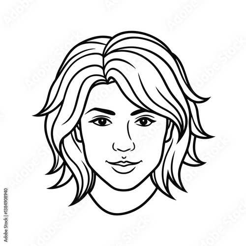 Layered cut hairstyles line art