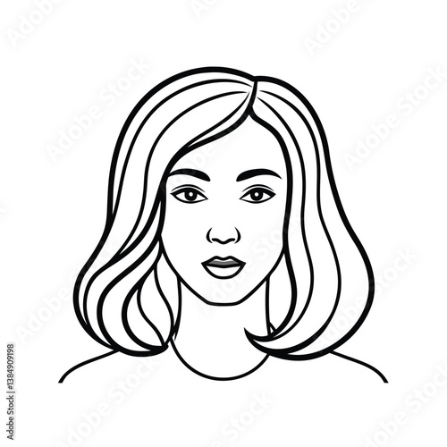 Long bob hairstyles line art