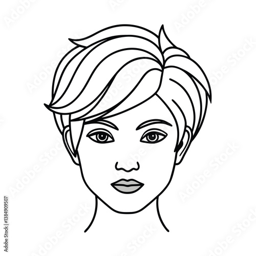 Pixie cut hairstyles line art