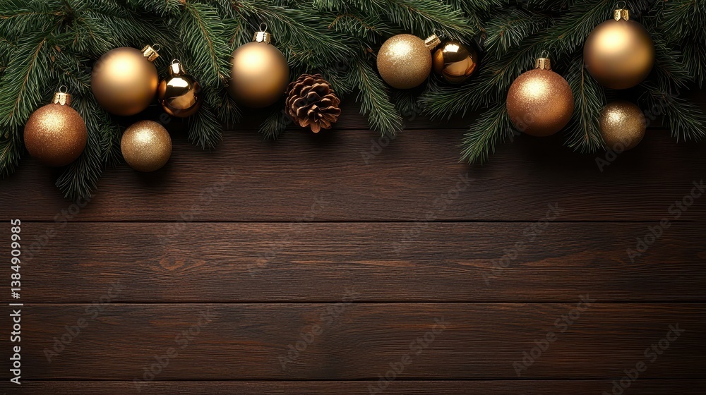 Sparkling golden christmas tree decorated with ornaments and pine cones elegant Sparkling golden christmas tree decorated with ornaments and pine cones elegant
