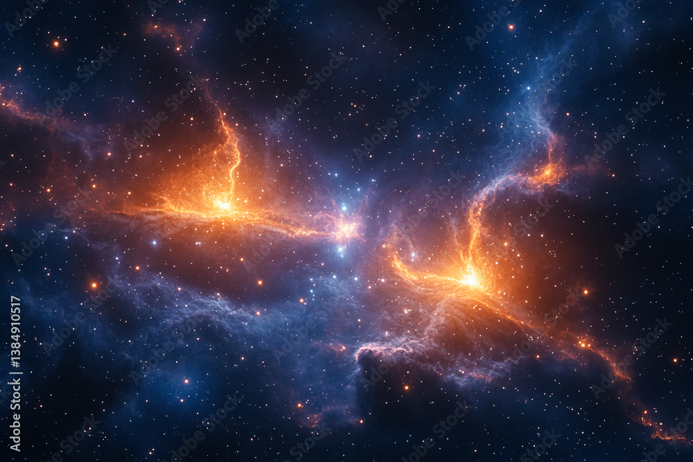 Fototapeta premium Vibrant Cosmic Dream – Colorful Space Background with Nebula and Star Clusters
