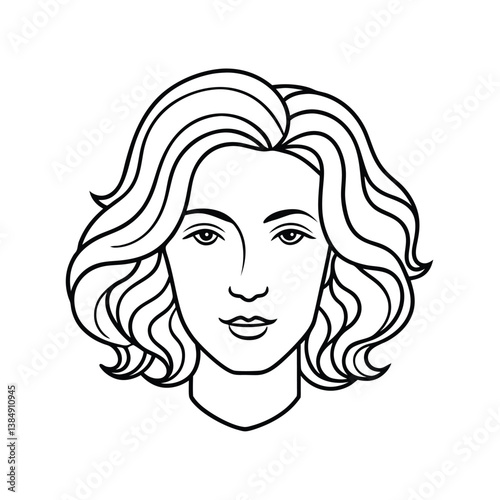 Wavy bob hair styles line art