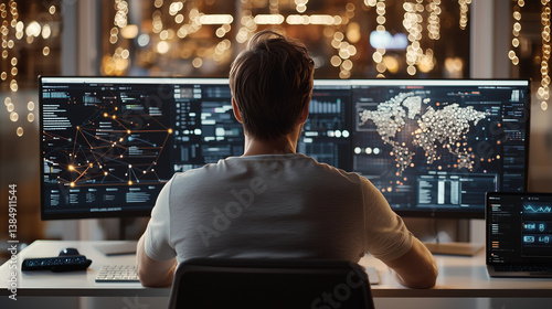Modern Workspace with Dynamic Digital Streams and Interconnected Services photo