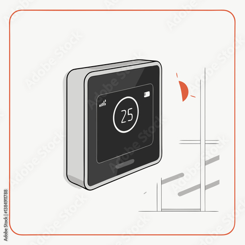 Smart thermostat displaying temperature in modern interior setting  
