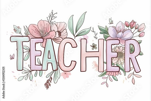 Happy Teacher's Day Your unwavering dedication and PSD mockup with watercolor effect text on floral background	
