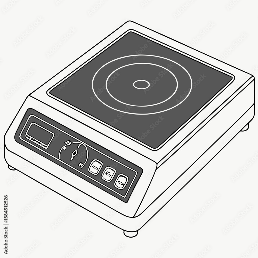 Fototapeta premium Induction Cooker in Minimalist Style with Simple Controls 