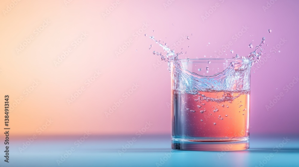 A refreshing splash captured in a clear glass, showcasing a beautiful gradient of colors against a soft background, embodying the essence of fluidity and elegance. A refreshing splash captured in a clear glass, showcasing a beautiful gradient of colors against a soft background, embodying the essence of fluidity and elegance.
