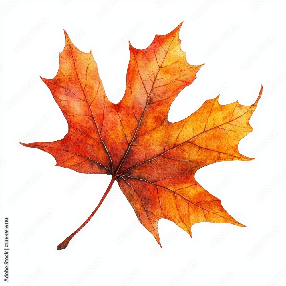 Fototapeta premium Vibrant Orange Maple Leaf Isolated on White Background