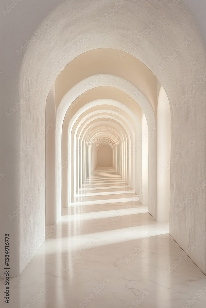 Fototapeta premium Elegant White Hallway with Arches and Light