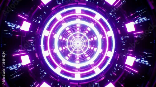 VJ Loop Background of mesmerizing cyber neon lights tunnel