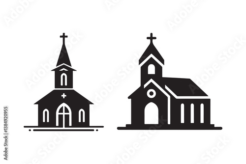 silhouette icon of a Church with no extra details, on a white background