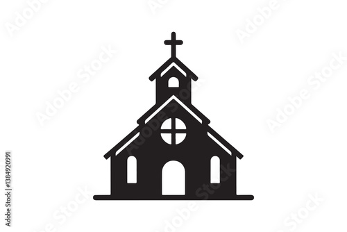 silhouette icon of a Church with no extra details, on a white background