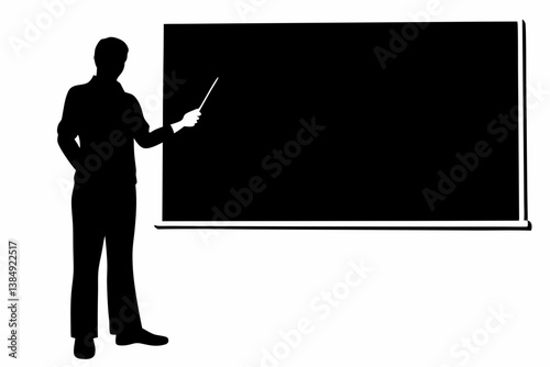business man pointing to a blank board