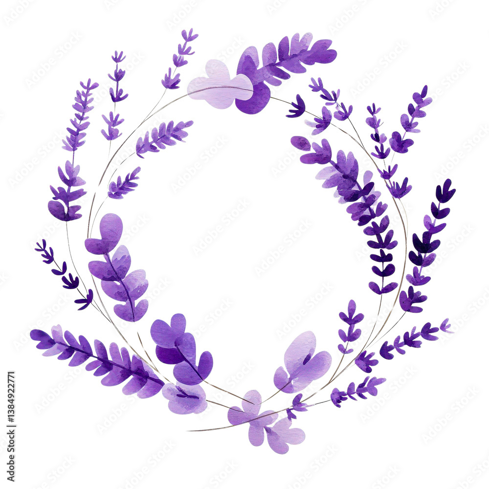 Beautiful Lavender Wreath with Delicate Floral Arrangement in Minimalist Style Beautiful Lavender Wreath with Delicate Floral Arrangement in Minimalist Style