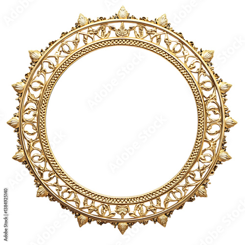 Luxury Golden Arabic Islamic Frame on Transparent Background 