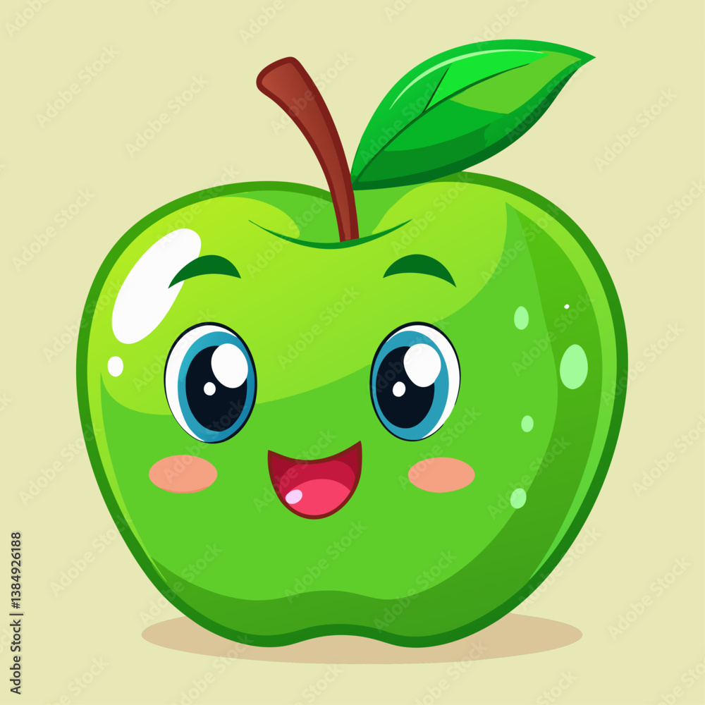 Obraz premium red apple with green leaf