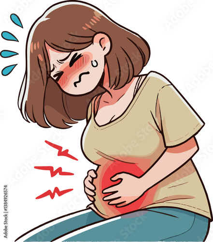 陣痛の女性のイラスト
